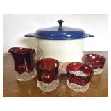 Ruby Flash Glassware & Enamel Pot