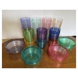 Colorful Ribbed Retro Plastic Cups & Bowls