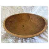 Large Turned Primitive Wood Dough Bowl
