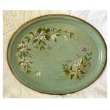 Large Hand-Painted Floral Tole Tray Vintage