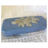 Vintage Blue Vanity Box Makeup Organizer