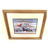 Framed Winter Farm Scene Print