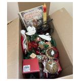 Christmas Electric Candle Decor & Vintage Book