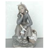 Lladró Girl With Doll Porcelain Figurine