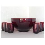 Anchor Hocking Royal Ruby Punch Bowl & Roly Poly
