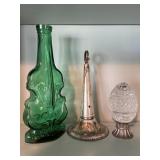 Green Glass Violin Bottle Crystal Egg & Candle