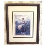 Framed Shepherdess With Sheep Print