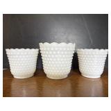 Fire King Milk Glass Hobnail Planters