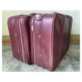 American Tourist Burgundy Vinyl Suitcase Set