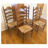 Four Rush Seat Ladderback Chairs