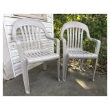 Tan Plastic Patio Chairs Pair
