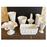 White Milk Glass Vases & Planters
