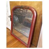 Vintage Red Wall Mirror Arched Top