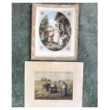 Antique Art Prints 1920's Litho Pair