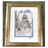Signed Peggy Abrams Christmas Caps Snowman Art