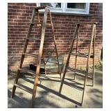 Vintage Wooden Step Ladders Pair