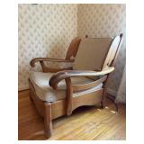 Mid-Century Maple Paddle Arm Lounge Chair