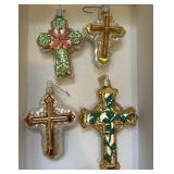 Vintage Glass Cross Ornaments