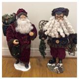 Two Santa Claus Figures 18 Inch Pair
