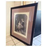 Children & Rabbits A. Lucas Engraving Print