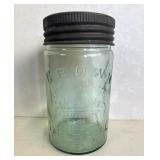Crown Aqua Glass Imperial Jar Small