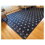 Large Area Rug Dark Blue Floral Pattern