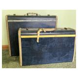 Samsonite 1950s Blue Marble Hardshell Suitcase Duo