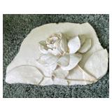 Hen Feathers Bas Relief 3D Cast Rose Wall Plaque
