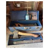 Vintage Blue Tool Box & Hand Tools +