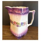 Antique Purple Floral Porcelain Pitcher