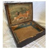 Antique Wood Fidelity Cottons Textile Card Box
