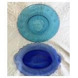 American Blue Glass Plates Taft & Mt. Vernon