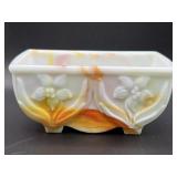 Akro Agate Marbled Slag Glass Planter