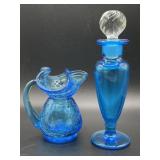 Mid Century Crackle Glass Mini Pitcher &