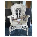 Antique Wicker Chair White Ornate Porch Piece
