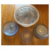 Anchor Hocking Bubble Pattern Tea Cups & Saucers