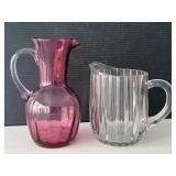 Pilgrim Cranberry Glass & Jeanette Glass Pitchers