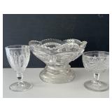 EAPG Antique Glass Punch Bowl & Goblets