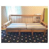 Mid-Century Maple Wood Paddle Arm Sofa