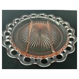 Anchor Hocking Depression Divided Glass Dish Pink