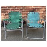 Vintage Webbed Aluminum Lawn Chairs Pair
