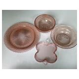 Pink Depression Glass Bowls Plates