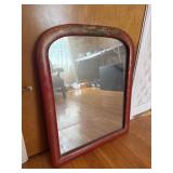 Vintage Red Wall Mirror Arched Top