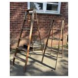 Vintage Wooden Step Ladders Pair
