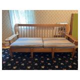 Mid-Century Maple Wood Paddle Arm Sofa