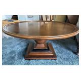 Oval Wood Pedestal Coffee Table