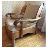 Mid-Century Maple Paddle Arm Lounge Chair