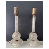 Hobnail Glass 12in. Lamps Pair For Repair