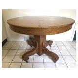 Mission Oak Pedestal Dining Table