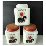 Milk Glass Spice Jars 3-Pc